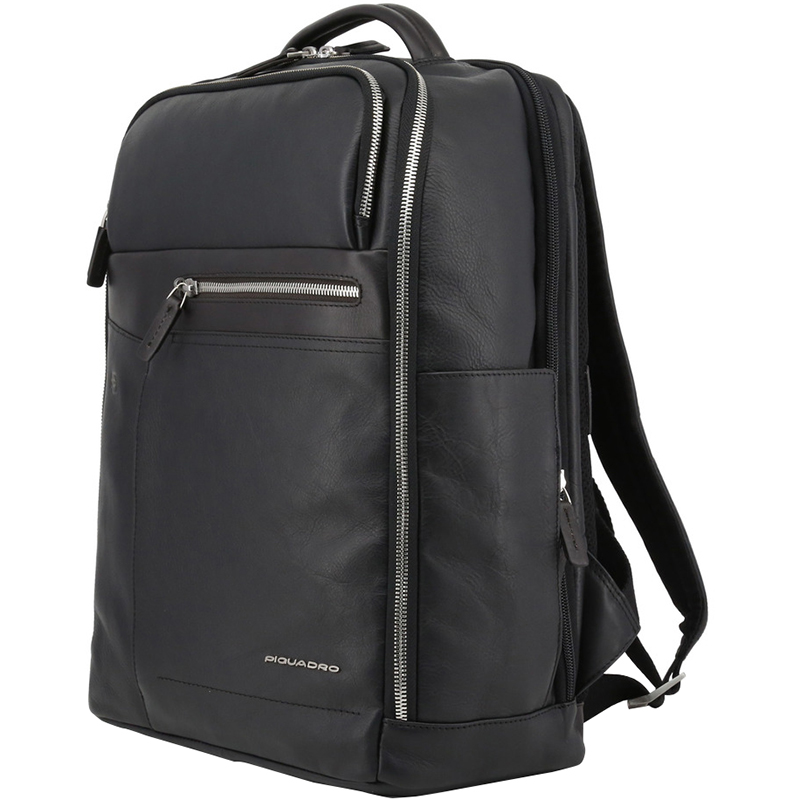 

Piquadro Black Leather Backpack