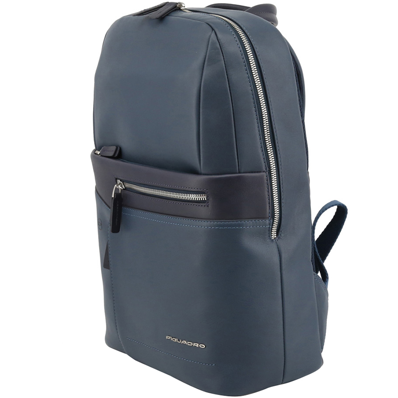 

Piquadro Navy Blue Leather Backpack