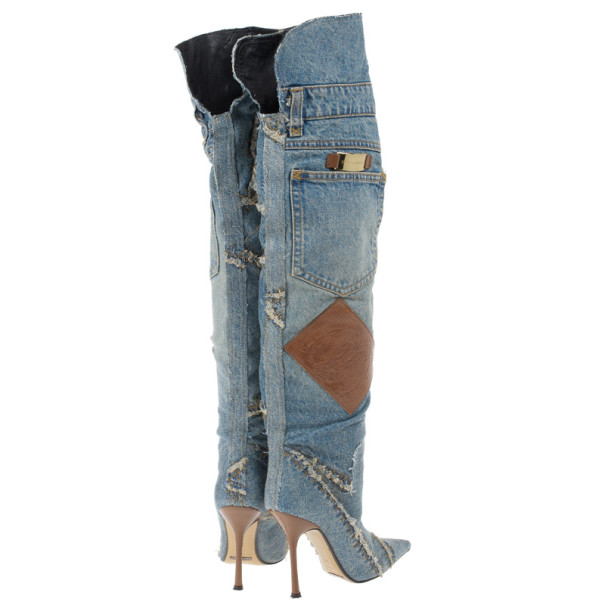 Dolce and Gabbana Denim Over the Knee Boots Size 37 - Buy & Sell - LC