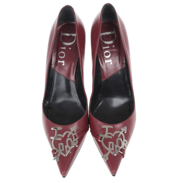 Dior Red Leather Heart Logo Pumps Size 36.5 - Buy & Sell - LC