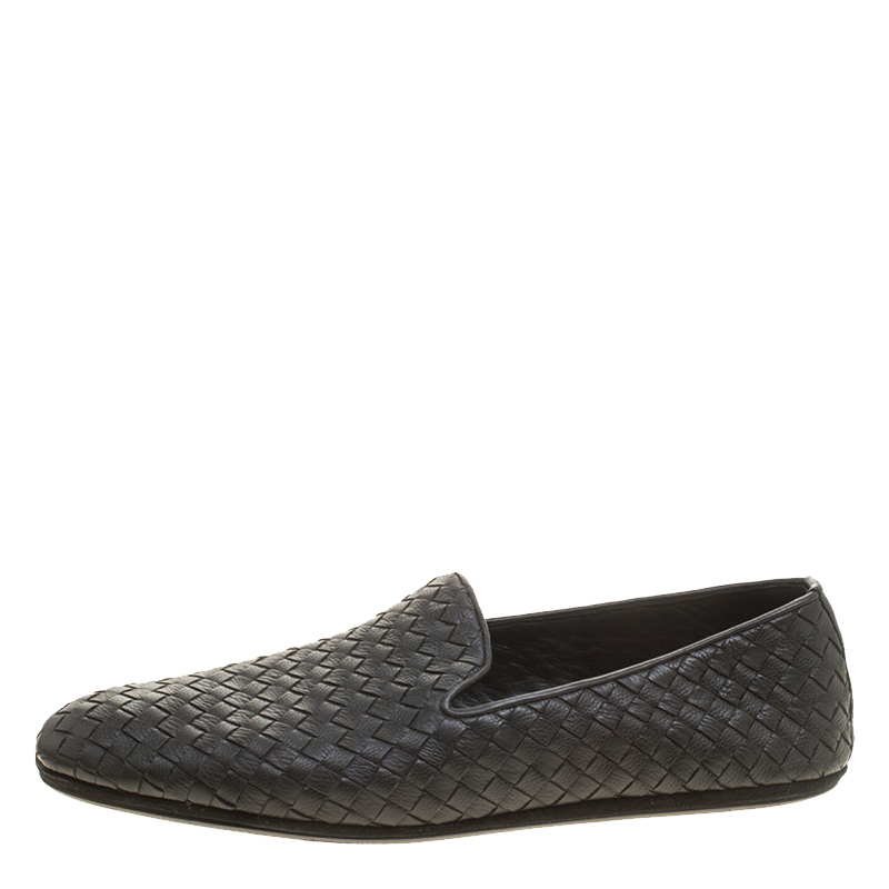 

Bottega Veneta Black Intrecciato Leather Loafers Size