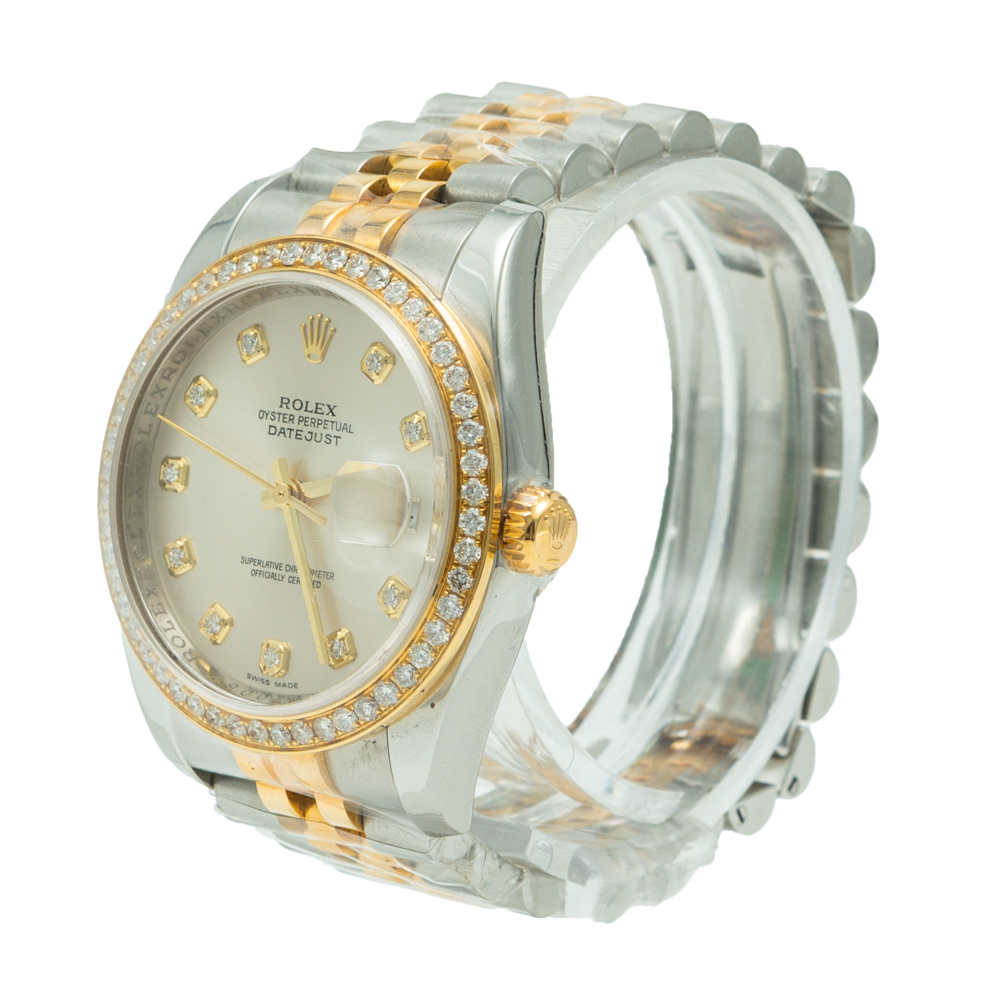 

Rolex Date-Just Silver Dial Steel & Yellow Gold Diamond Watch