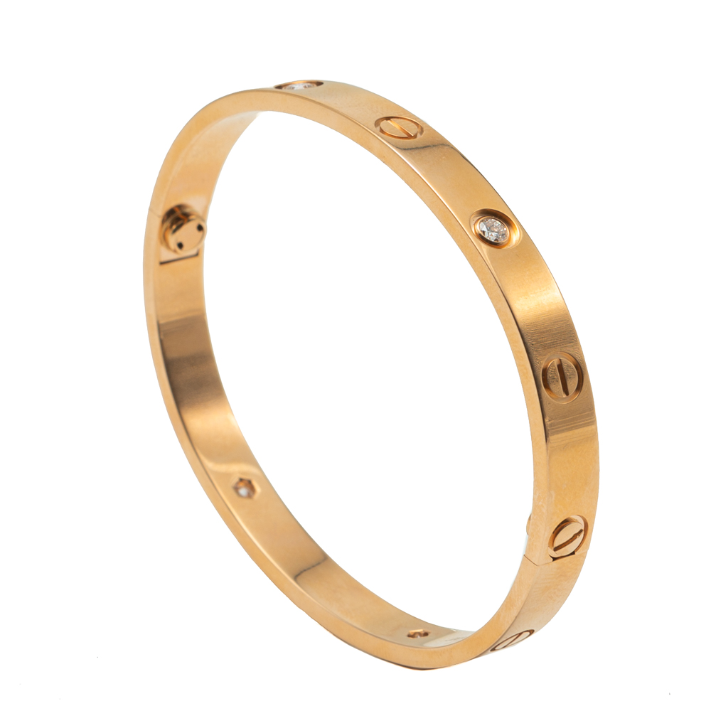 

Cartier Love Rose Gold 4 Diamonds Bracelet Size
