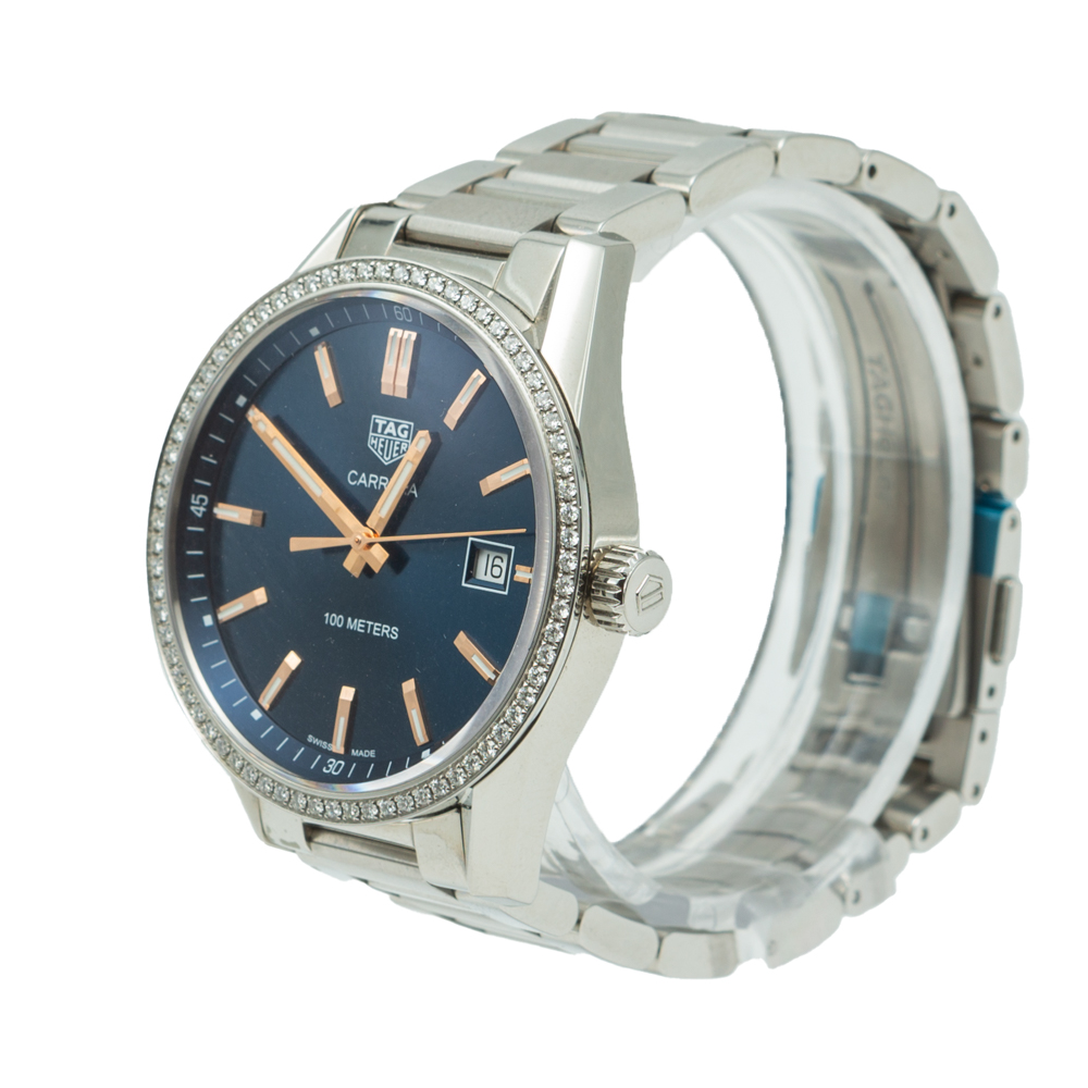 

Tag Heuer Navy Blue Carrera Stainless Steel Diamond Watch