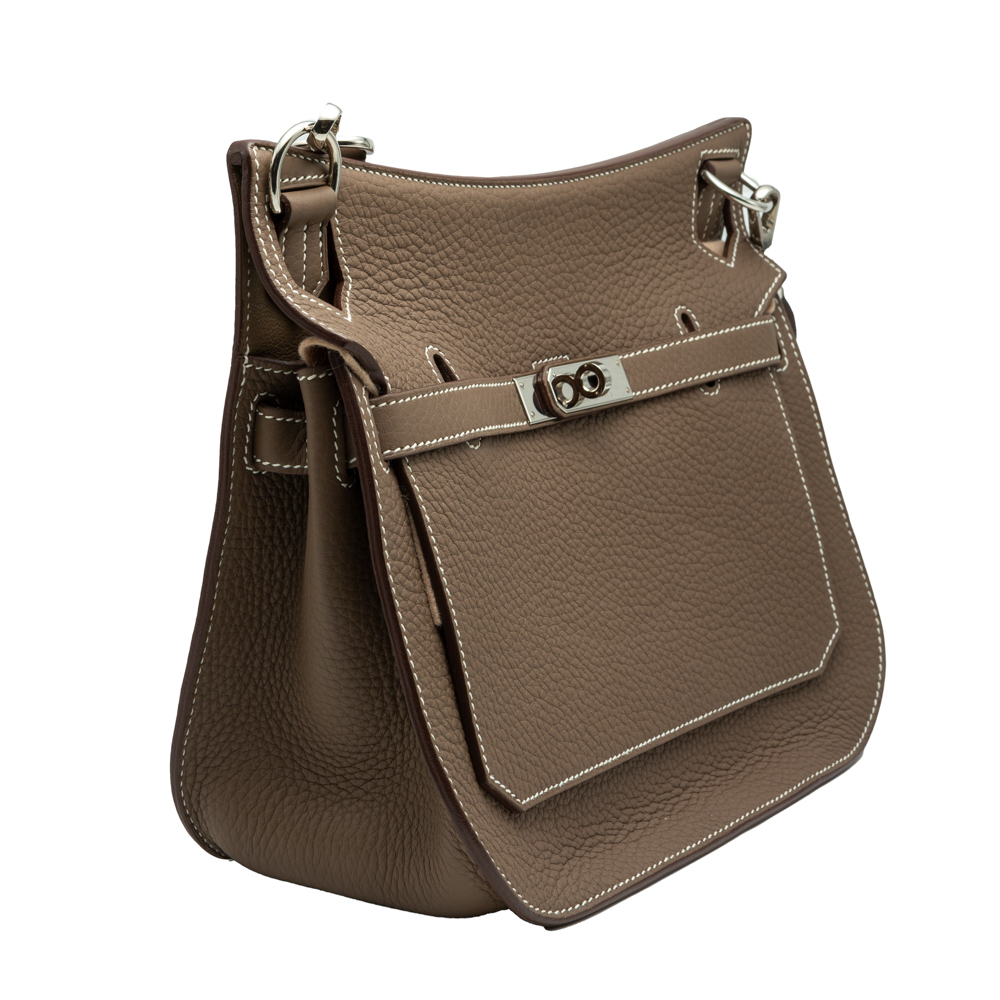 

Hermes Brown Jypsiere Silver Hardware Bag Size