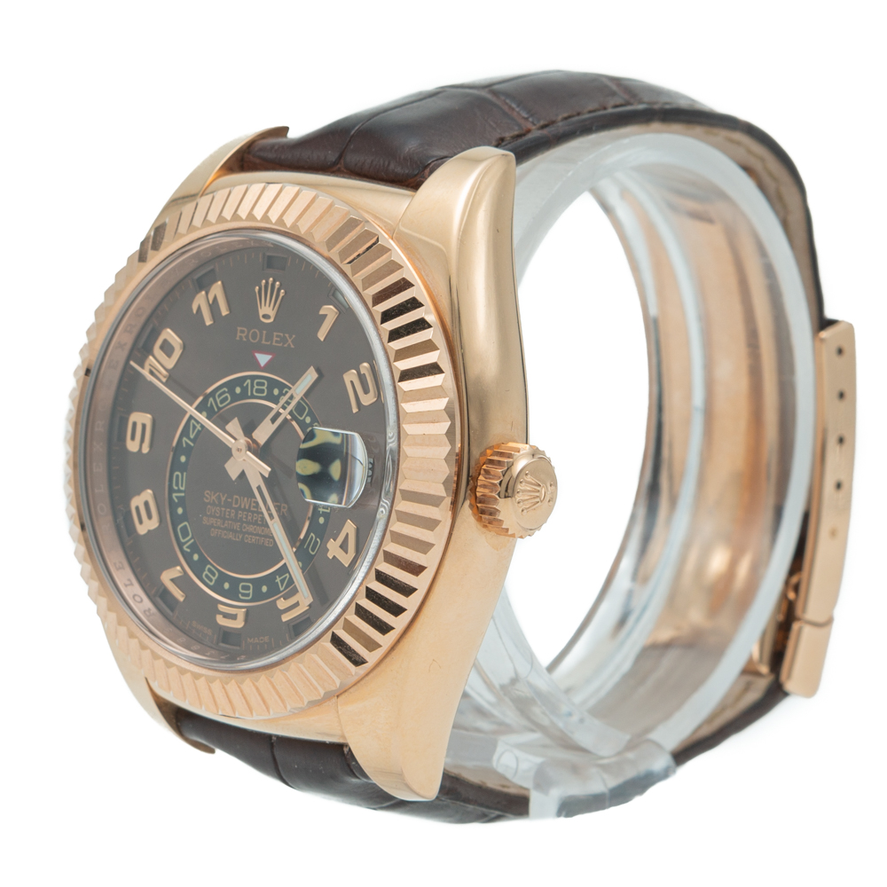 

Rolex Rare Chocolate Dial Sky-Sweller Rose Gold Watch, Brown