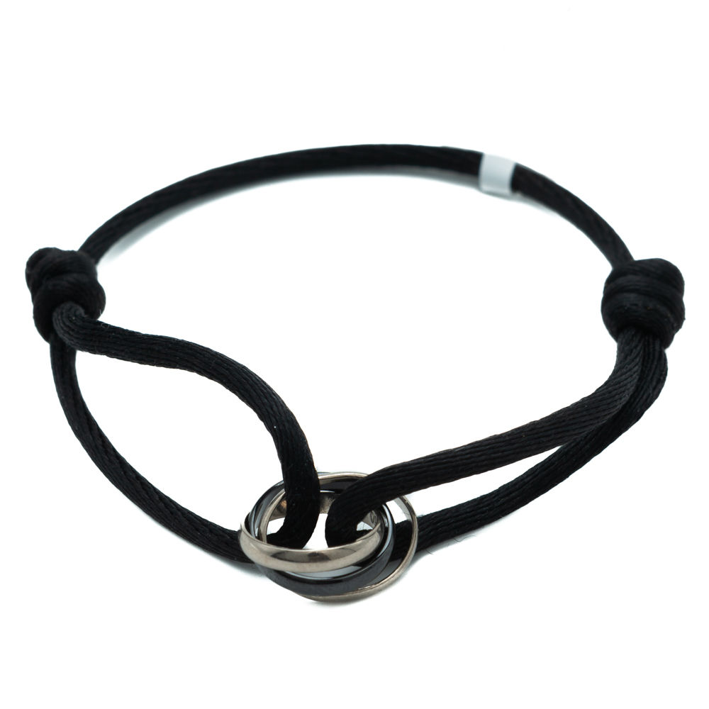

Cartier Trinity 3 Tone Gold Adjustable Black Cord Bracelet