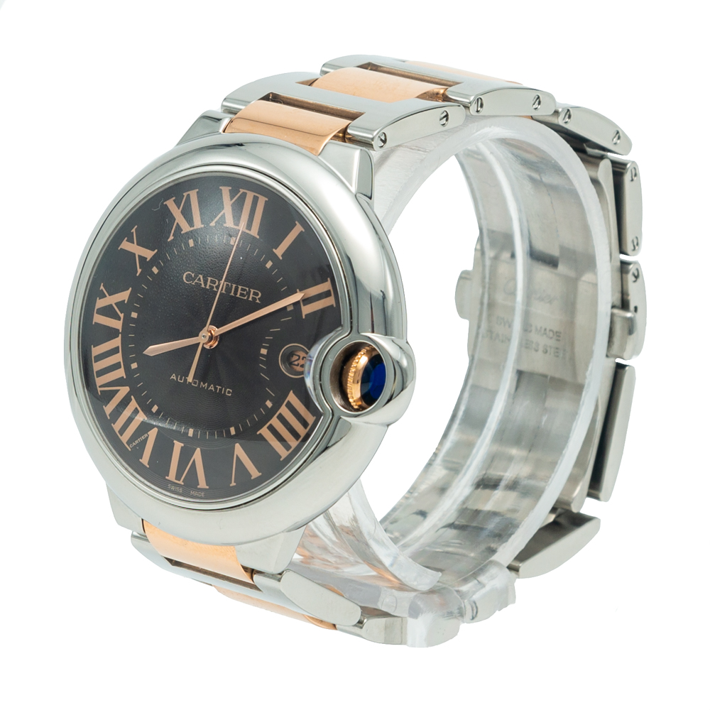 

Cartier Chocolate Dial Ballon Bleu Steel & Rose Gold Automatic Watch, Brown