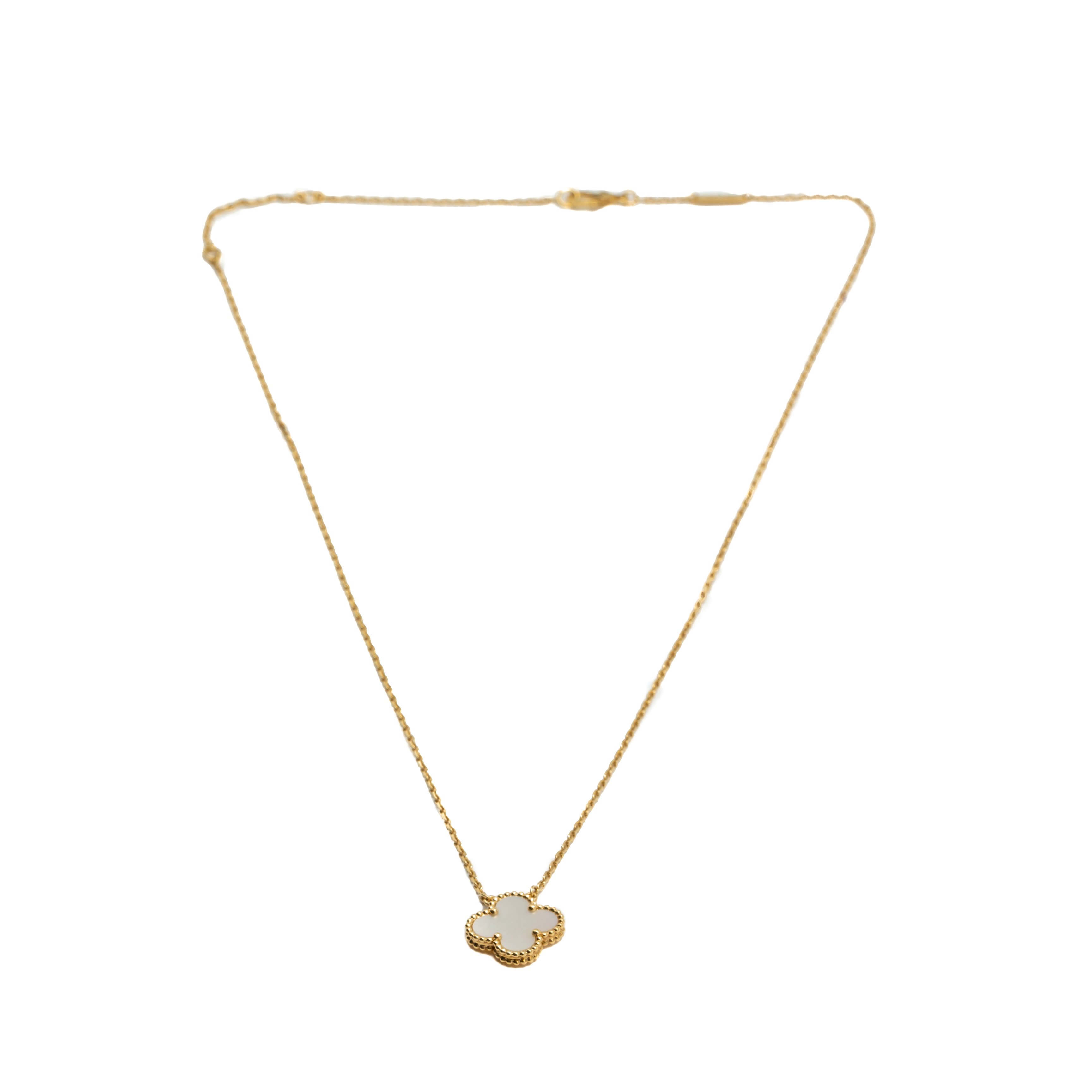

Van Cleef & Arpels White Mother Of Pearl Vintage Alhambra Necklace