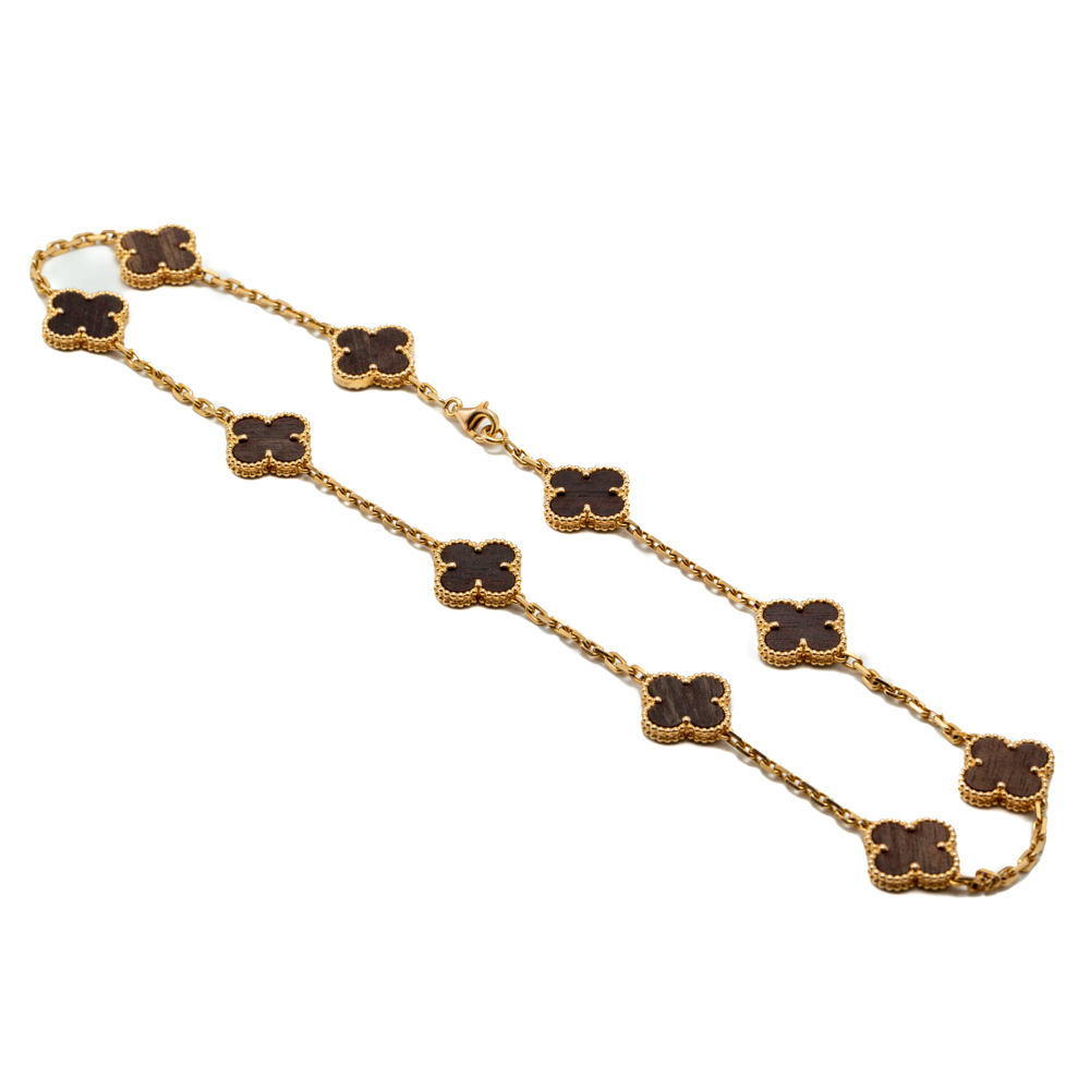 

Van Cleef & Arpels Alhambra Vintage Letterwood Rose Gold Necklace