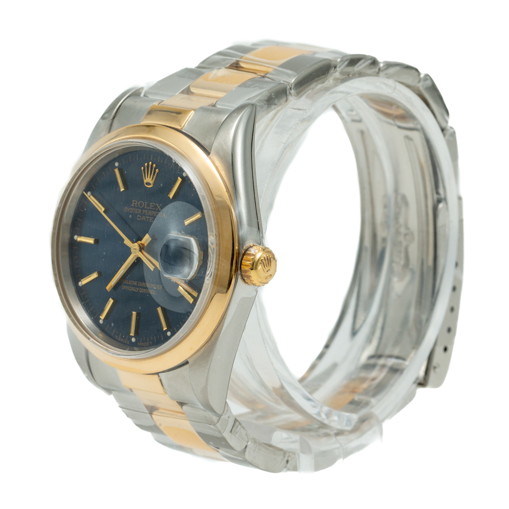 

Rolex Blue Dial Date Steel & Yellow Gold Oyster Watch, Black