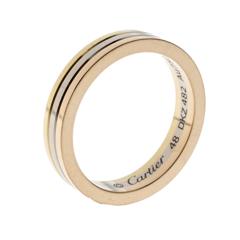 Cartier Trinity 18k Three Tone Gold Wedding Band Ring Size 48 At Prevnext