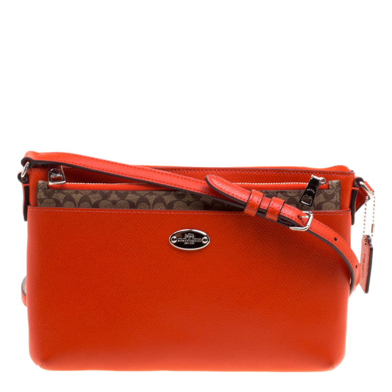 Coach Orange Leather East West Pop Up Pouch Crossbody Bag Coach Orange Leather East West Pop Up Pouch Crossbody Bag Nextprev Prevnext