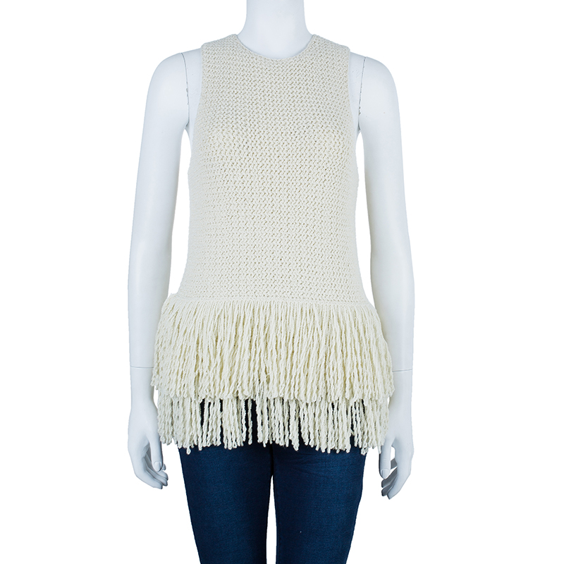 

Celine White Knit Sleeveless Top