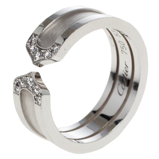 Cartier Double C White Gold And Diamonds Wedding Band Size 53 Prevnext