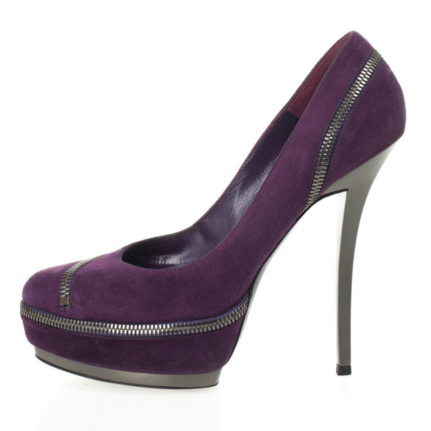 LC - Buy & Sell - Gucci Purple Suede Zipper Detail Pixie Platform Pumps ...