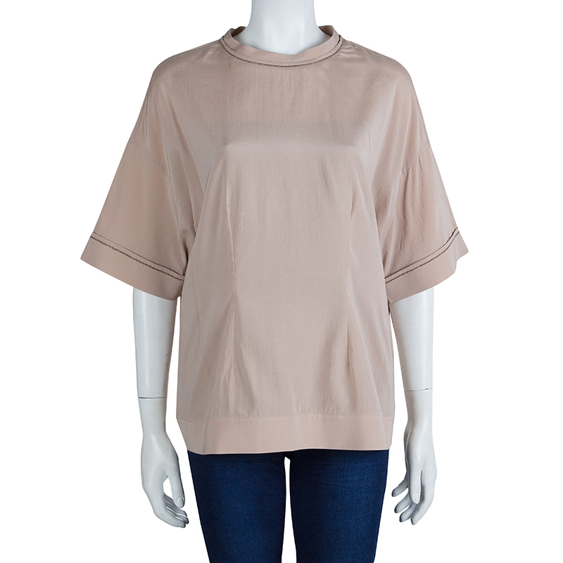 

Brunello Cucinelli Beige Long Sleeve Knit Top