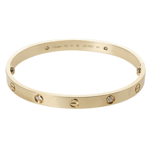 Cartier 4 Diamonds Yellow Gold Love Bracelet 19 Cm 26021 At Best Prevnext