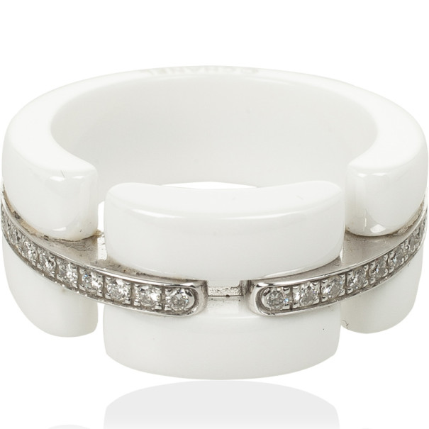 Chanel Diamonds 18 K White Gold & Ceramic Ultra Ring Size 56 - Buy ...
