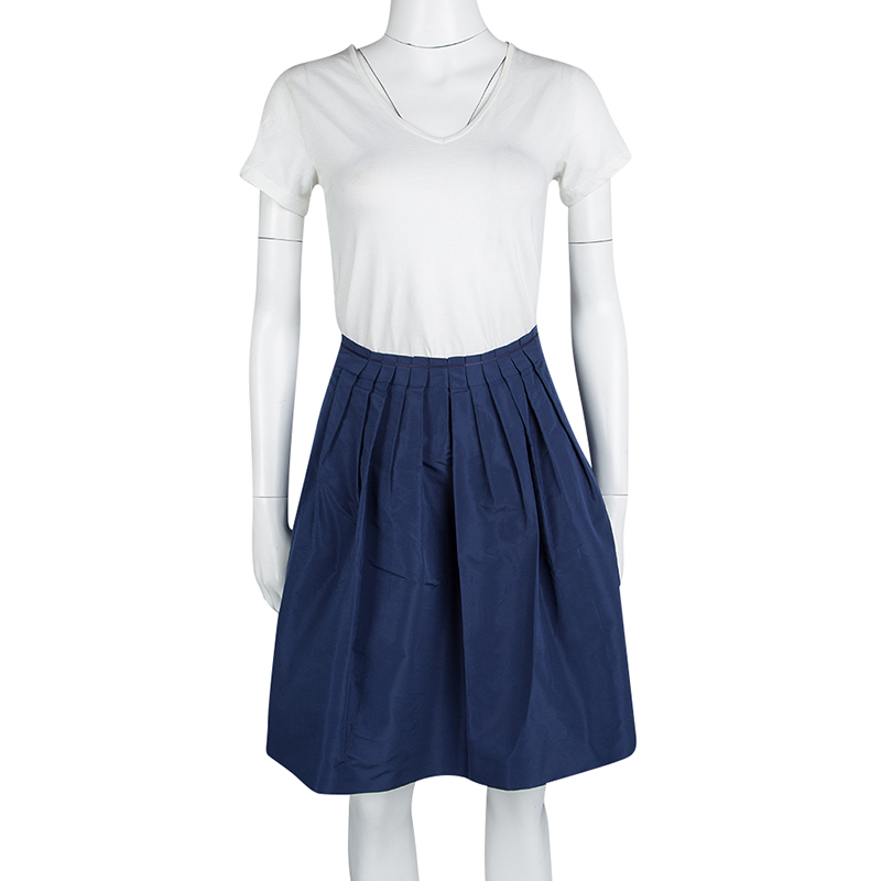 Pre-owned Miu Miu Blue Pleated Skirt M