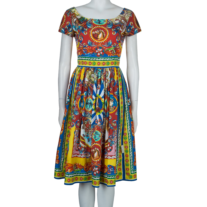 

Dolce & Gabbana Carretto Siciliano Print Short Sleeve Dress, Multicolor