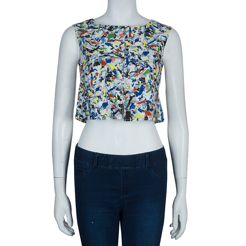 

Jil Sander Multicolor Abstract Print Crop Top