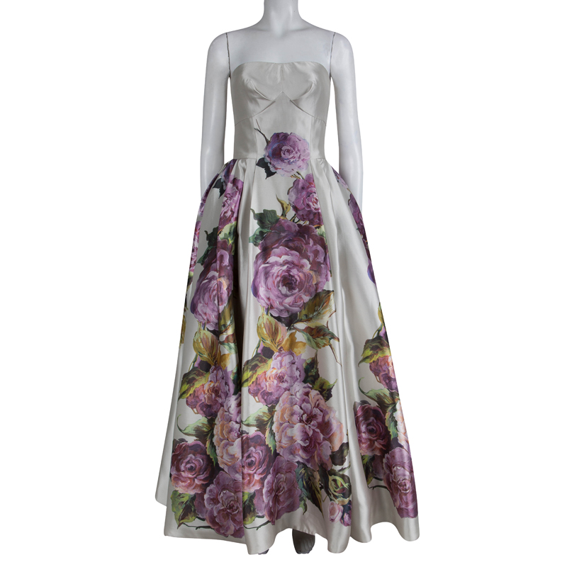 

Dolce And Gabbana Strapless Floral Silk Gown, Multicolor