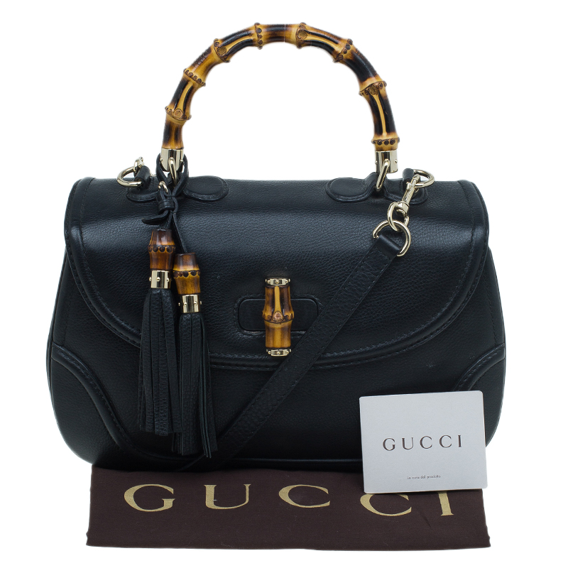Gucci Black Leather Large New Bamboo Tassel Top Handle bag - Buy & Sell - LC