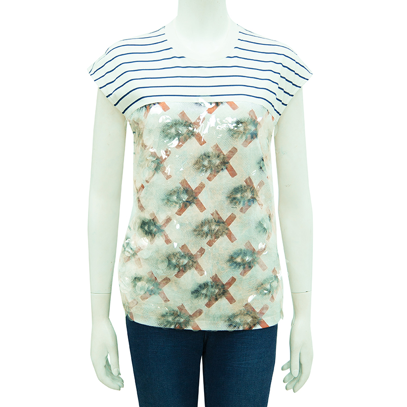 

Prada White Striped Eye Print Knit Top