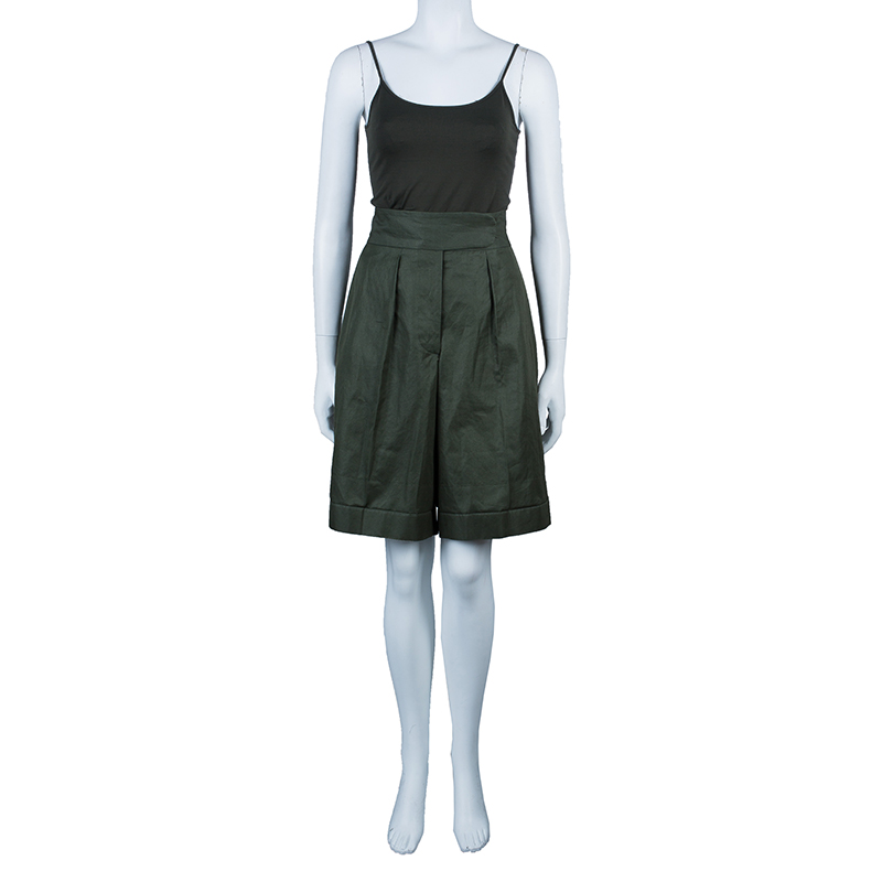 

Bottega Veneta Green Wide-leg Tailored Shorts