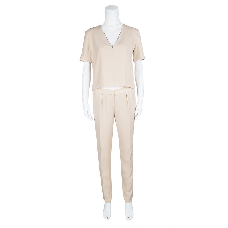 

T By Alexander Wang Beige Crop Top and Trousers Set