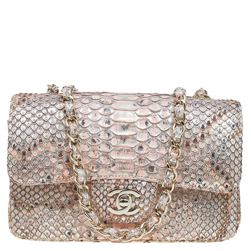 Chanel Gold Pink Python New Mini Classic Single Flap Bag 57207 Prevnext
