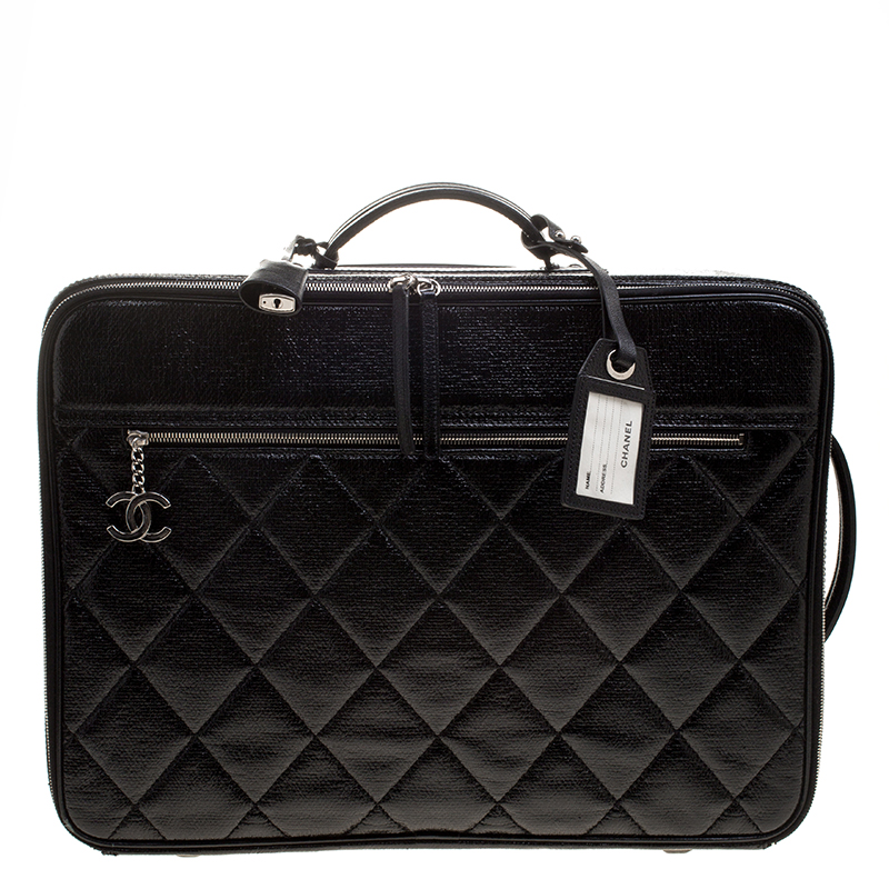 Chanel Black Quilted Glossy Coated Canvas Carry On Luggage Chanel Black Quilted Glossy Coated Canvas Carry On Luggage Nextprev Prevnext