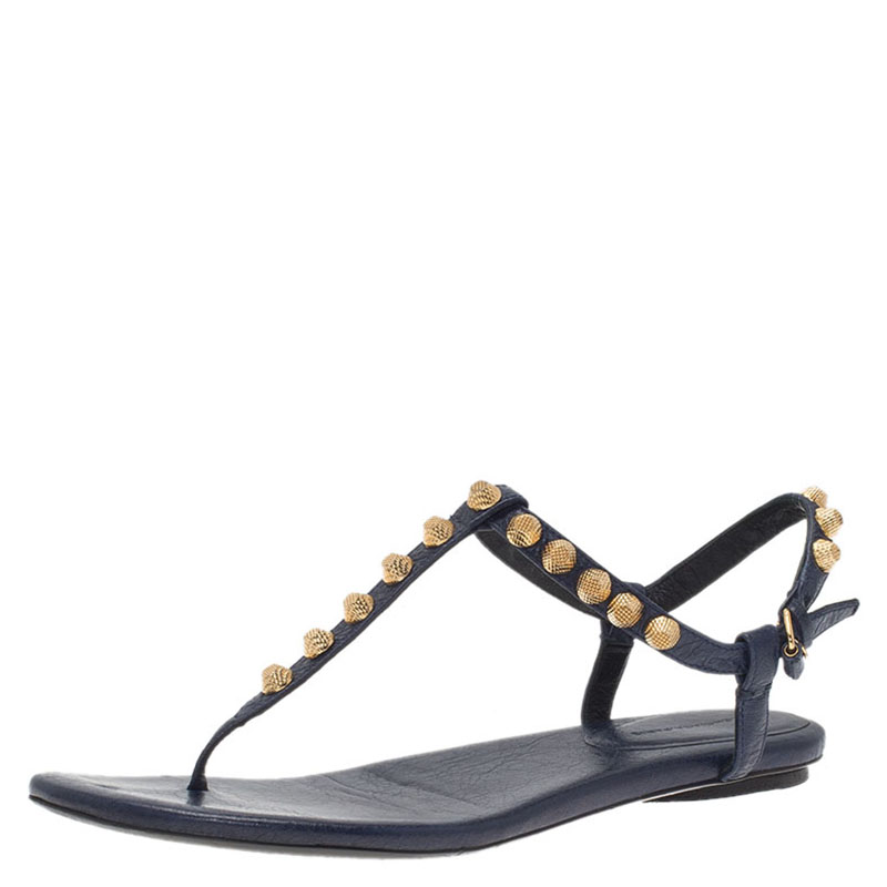 Balenciaga Blue Studded Leather Arena Thong Sandals Size 38.5 - Buy ...