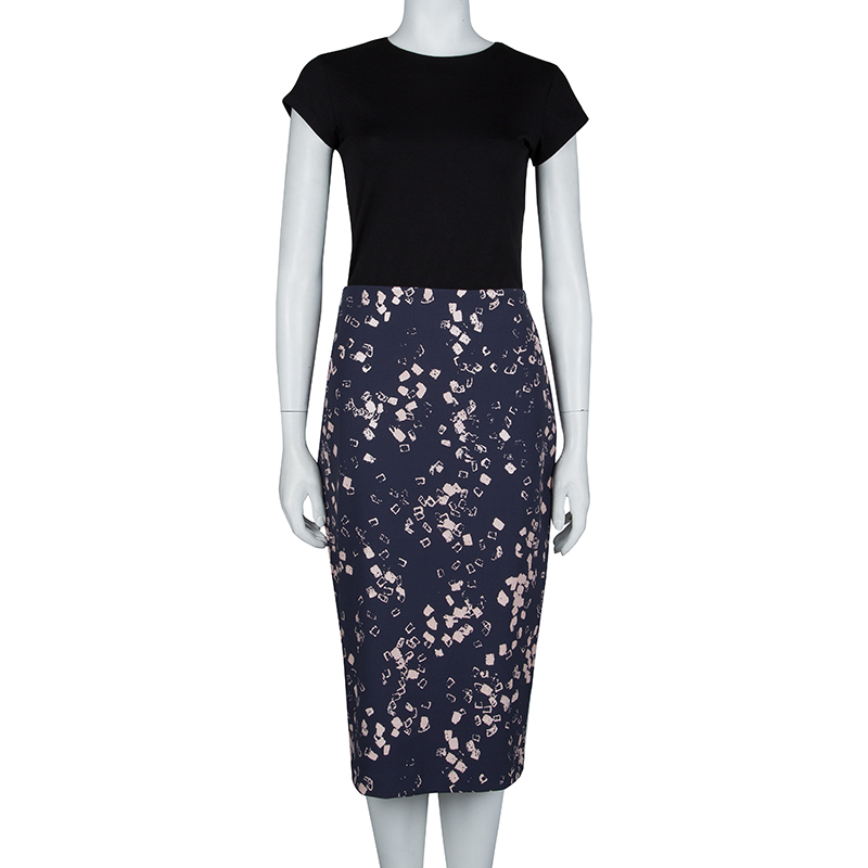 

Elizabeth and James Navy Blue Printed Pencil Skirt