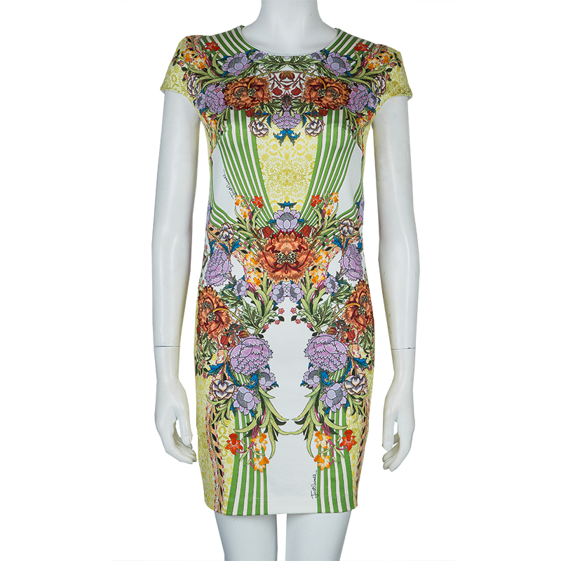 

Just Cavalli Multicolor Floral Print Cap Sleeve Dress