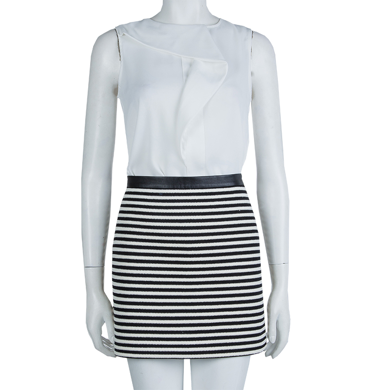 

T By Alexander Wang Monochrome Striped Mini Skirt, Black