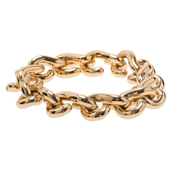 Pre Owned Balenciaga Gold-Tone Large S-Chain Bracelet 24CM