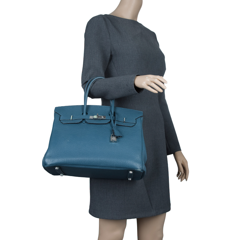 

Hermes Malachite Green Taurillon Clemence Leather Palladium Hardware Birkin 35