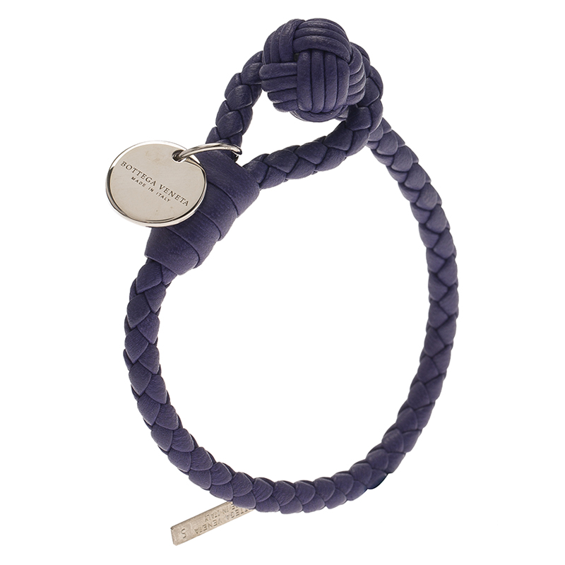 

Bottega Veneta Intrecciato Nappa Purple Leather Bracelet
