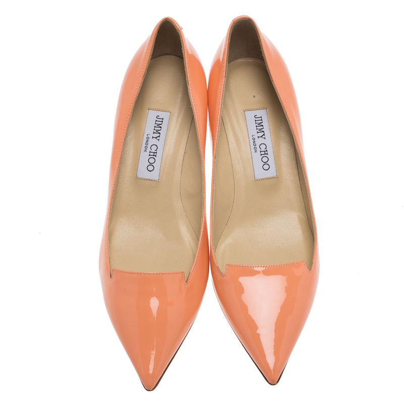 Jimmy Choo Peach Patent Allure Pumps Size 39 - Buy & Sell - LC