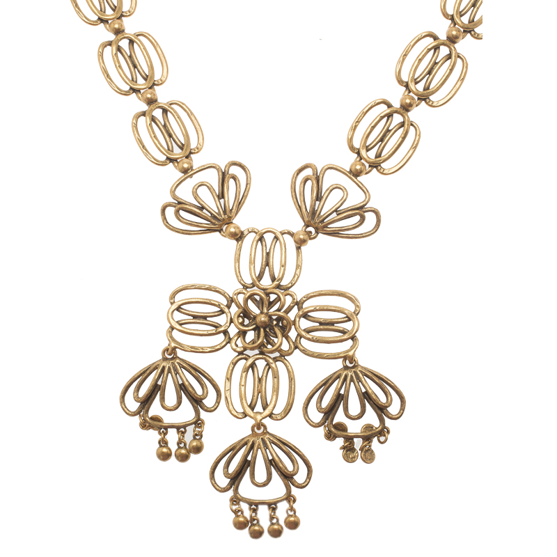 

Oscar de la Renta Floral Wire Gold Tone Long Necklace