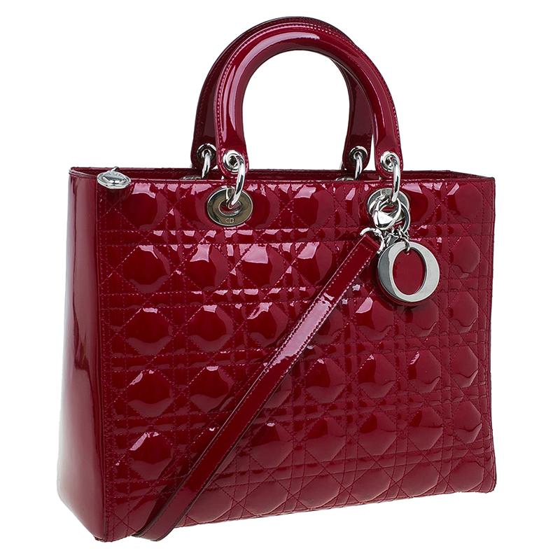 Dior Red Patent Leather Large Lady Dior Tote Bag - Buy & Sell - LC