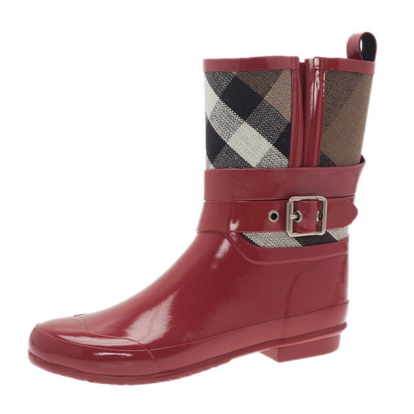 burberry boots red