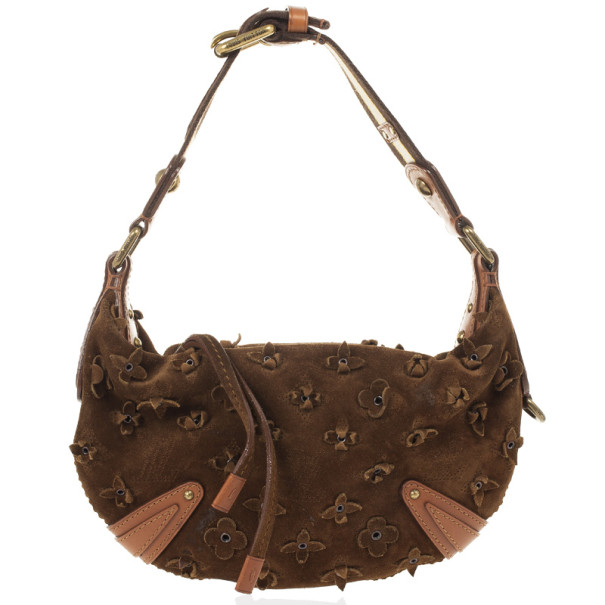 Pre Owned Louis Vuitton Limited Edition Cacao Monogram Suede Onatah Fleurs PM