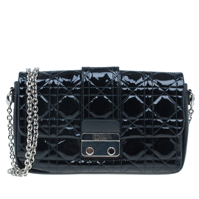 Dior Black Cannage Quilted Patent Leather Chain Clutch Bag 2021 Dior Black Cannage Quilted Patent Leather Chain Clutch Bag Nextprev Prevnext