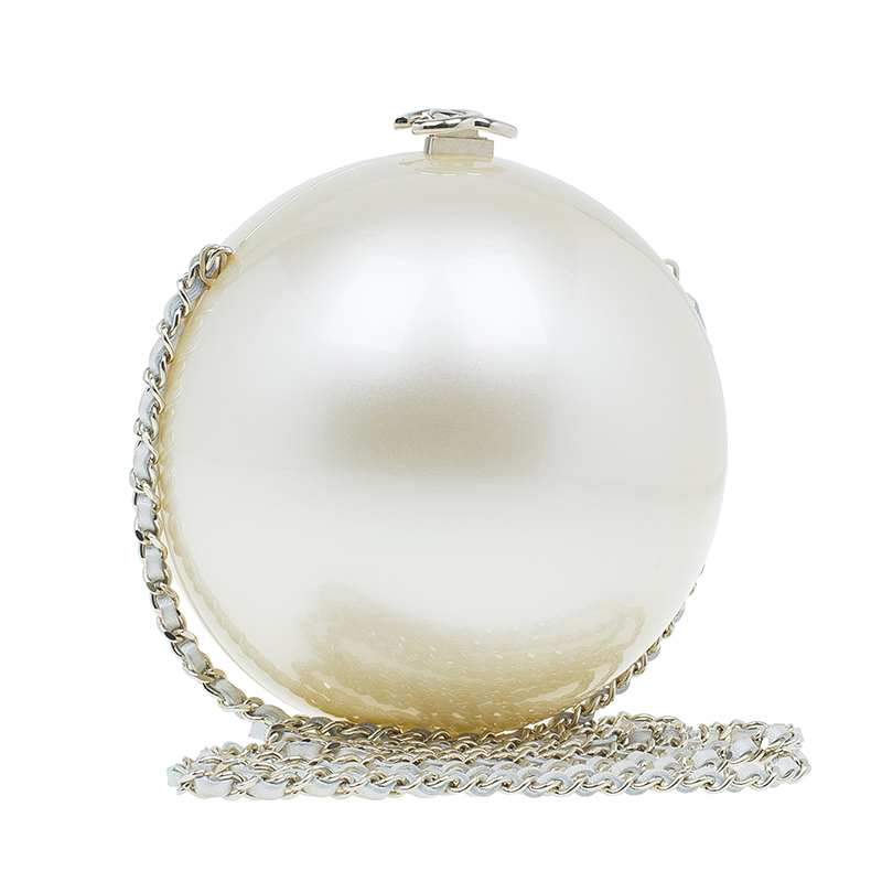 Chanel Pearl Plexiglass Round Shape Minaudiere Evening Bag - Buy & Sell ...