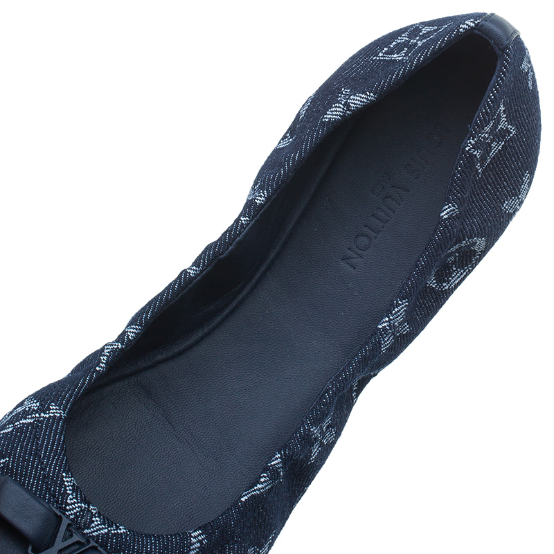 Louis Vuitton Navy Blue Monogram Denim Elba Cap Toe Ballet Flats Size 37 - Buy & Sell - LC