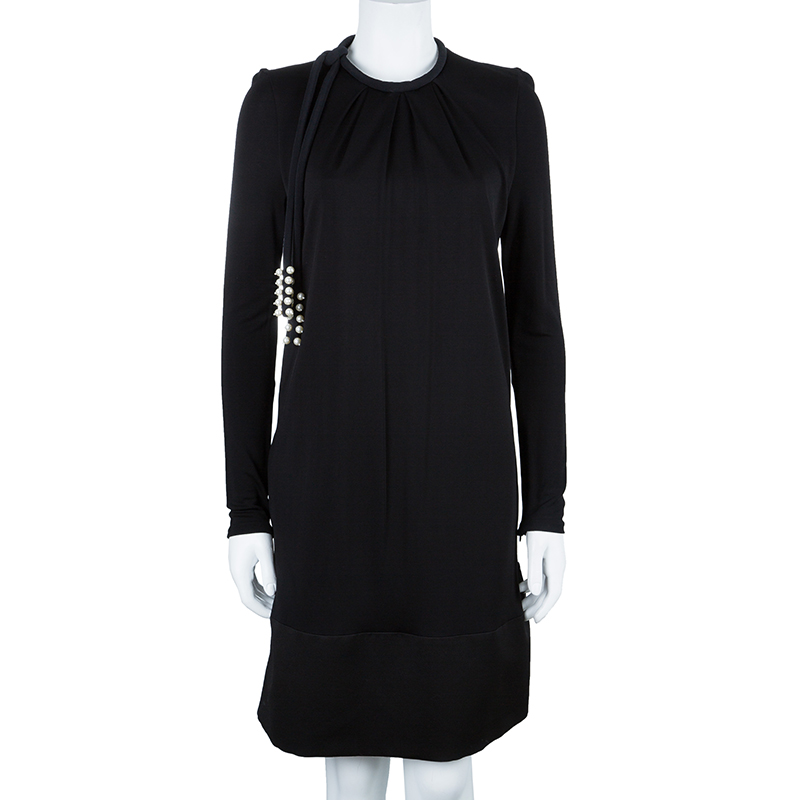 

Chloe Black Pearl Detail Long Sleeve Dress