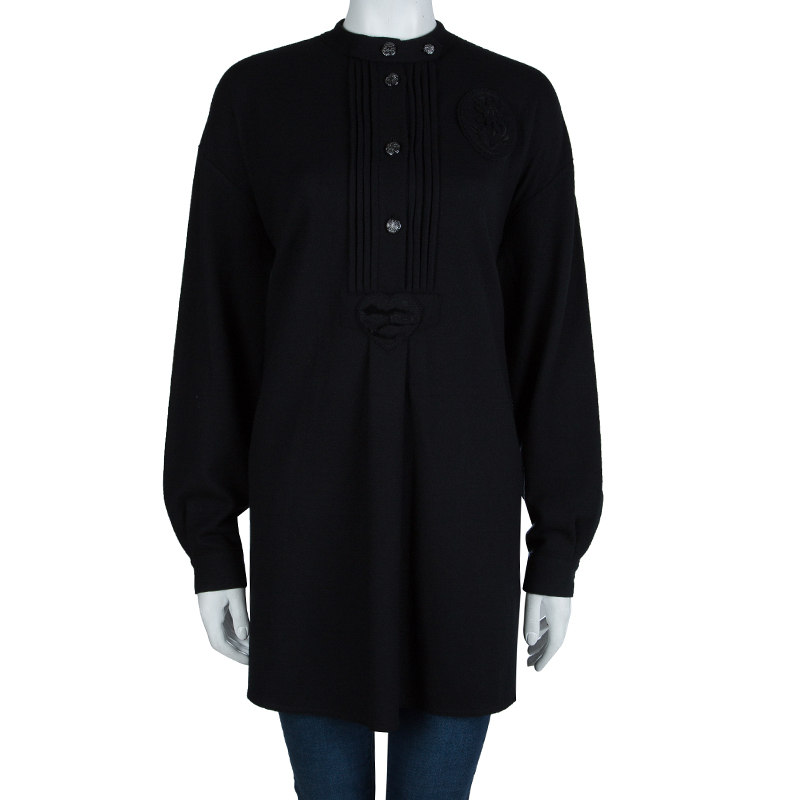 

Chanel Black Button Detail Long Sleeve Knit Dress